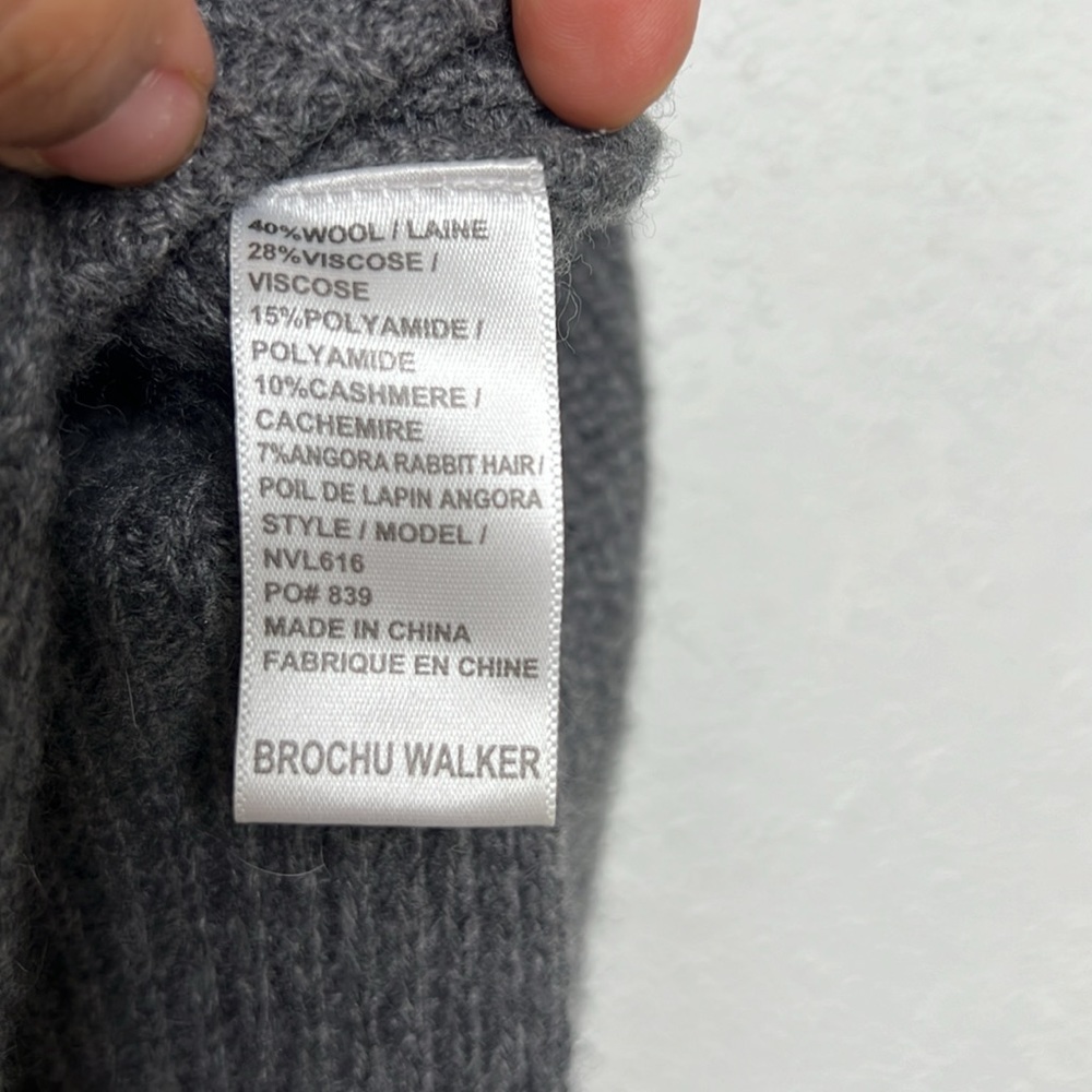 Brochu Walker Thandee Ribbed Asymmetrical Sweater Gray Woo blend Size XS - Picture 10 of 13